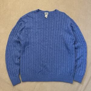 Ll Bean Lambs Wool Cable Knit Fisherman Sweater Large Tall
